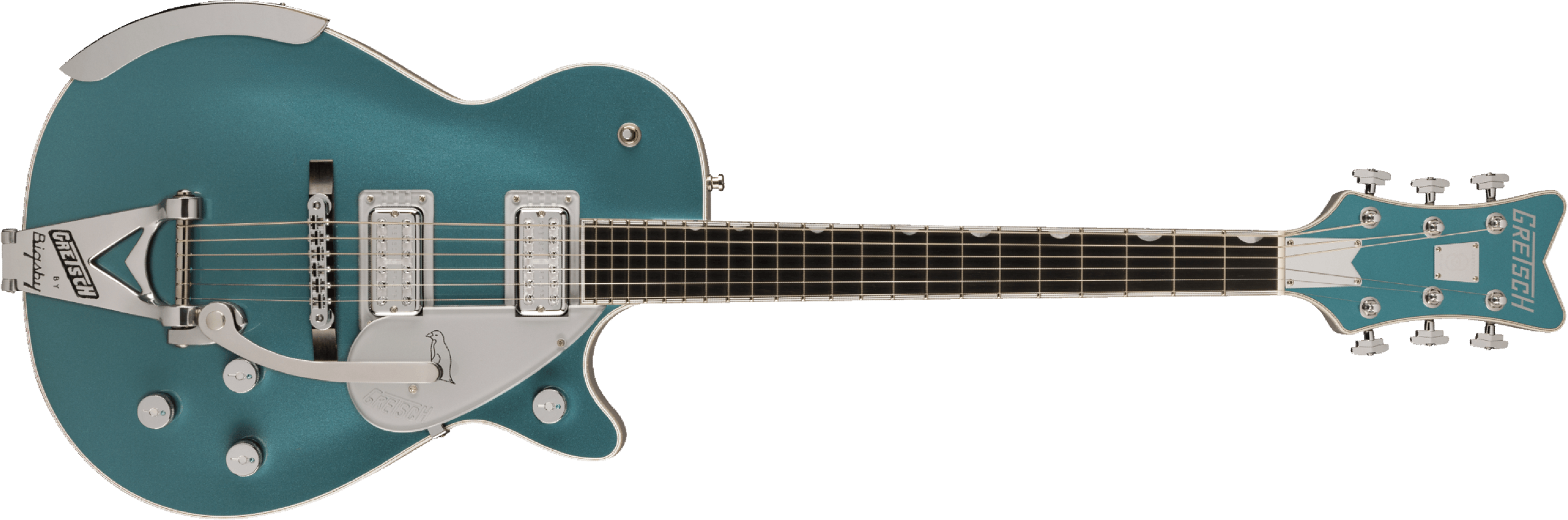 Gretsch G6134t-140 Ltd 140th Double-platinum Penguin Bigsby Pro Jap 2h Trem Eb - Two-tone Stone / Pure Platinum - Enkel gesneden elektrische gitaar - 