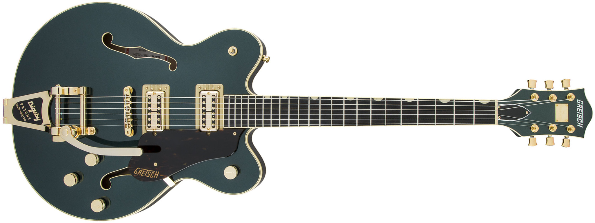 Gretsch G6609tg Broadkaster Center Block Dc Bigsby Gh Jap 2h Trem Eb - Cadillac Green - Semi hollow elektriche gitaar - Main picture