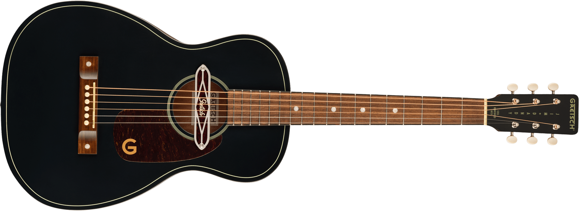 Gretsch Jim Dandy Deltolux Parlor Tout Sapele Noy - Black Top Semi Gloss - Elektro-akoestische gitaar - Main picture