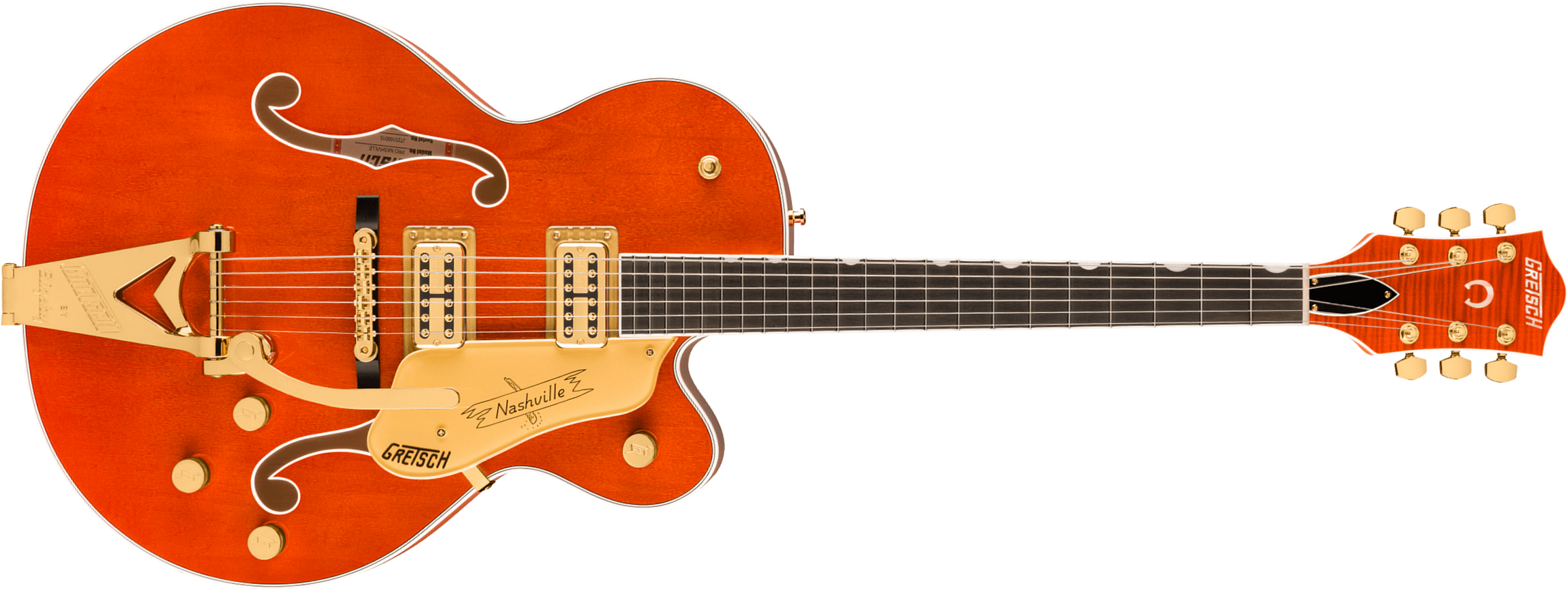 Gretsch Nashville Hollow Body Bigsby Gh Pro Jap 2h Trem Eb - Orange Stain - Semi hollow elektriche gitaar - Main picture
