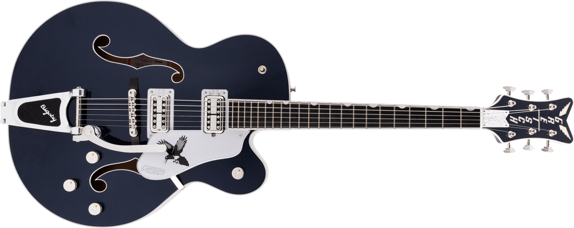 Gretsch Rich Robinson G6136t-rr Magpie Pro Jap Signature Hh Bigsby Eb - Raven's Breast Blue - Hollow bodytock elektrische gitaar - Main picture