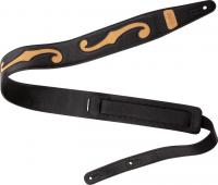F-Holes Leather Guitar Strap 3-inch - Black & Tan