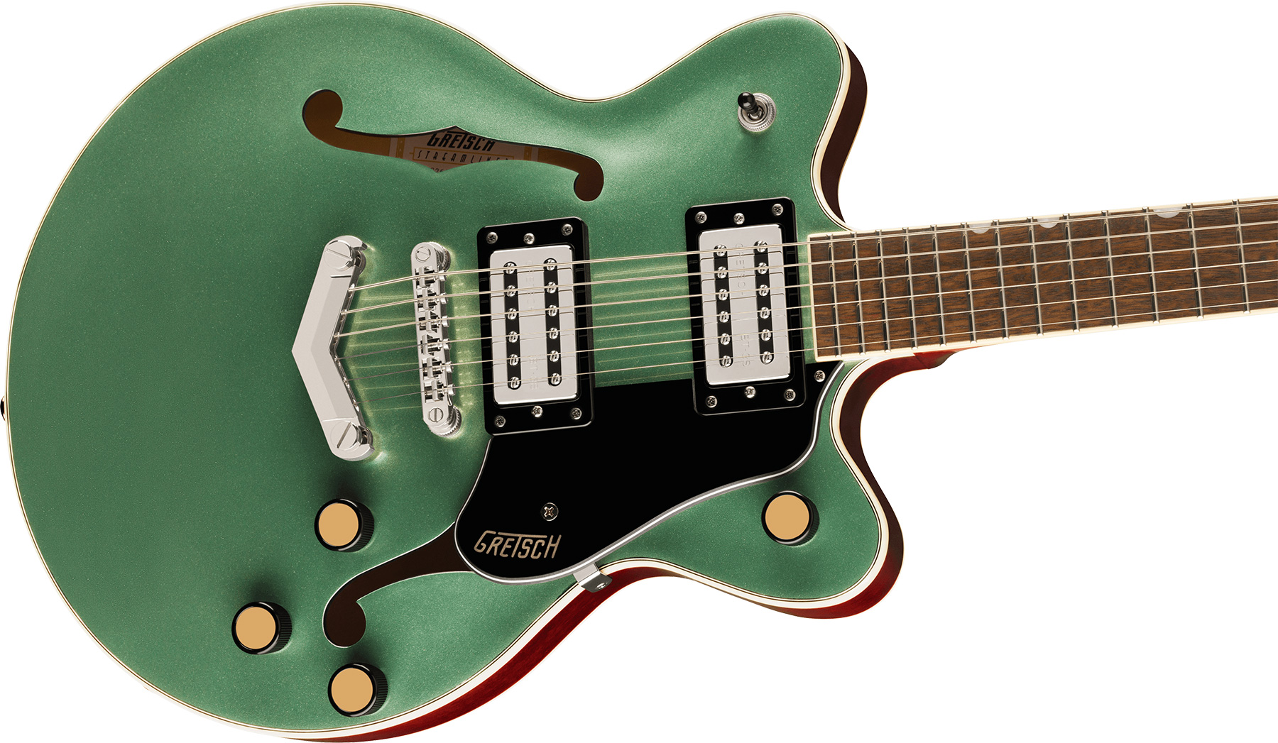 Gretsch G2655 Center Block Jr Dc V-stoptail Streamliner 2h Ht Lau - Steel Olive - Guitarra eléctrica de doble corte. - Variation 2