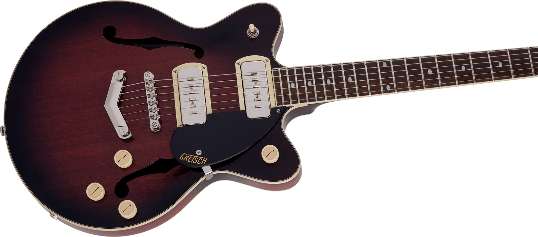 Gretsch G2655-p90 Streamliner Center Block Jr Dc Vstoptail Ss Ht Lau - Claret Burst - Semi hollow elektriche gitaar - Variation 2