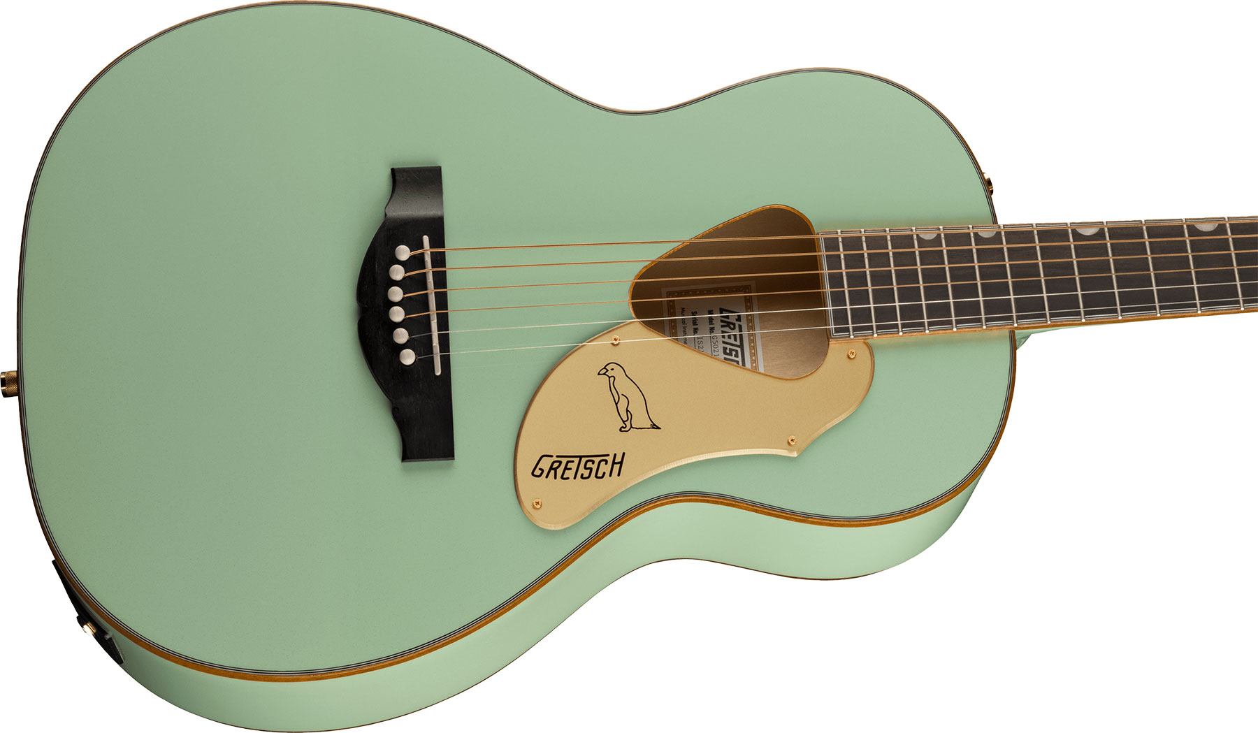 Gretsch G5021e Rancher Penguin Parlor Epicea Erable Lau - Mint Metallic - Elektro-akoestische gitaar - Variation 2