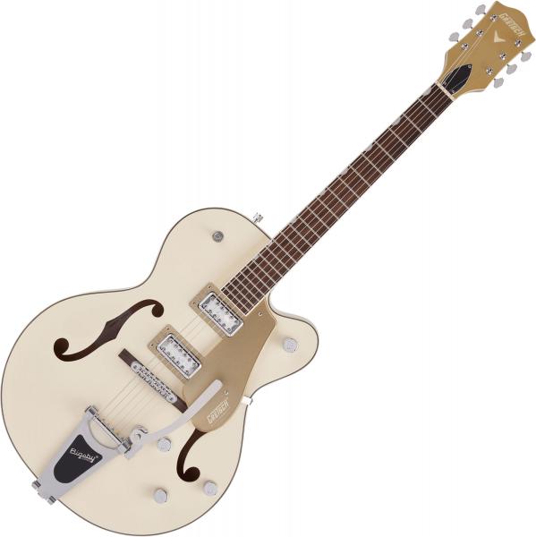 Semi hollow elektriche gitaar Gretsch G5410T Electromatic Tri-Five Hollow Body Bigsby - Two-Tone Vintage White/Casino Gold