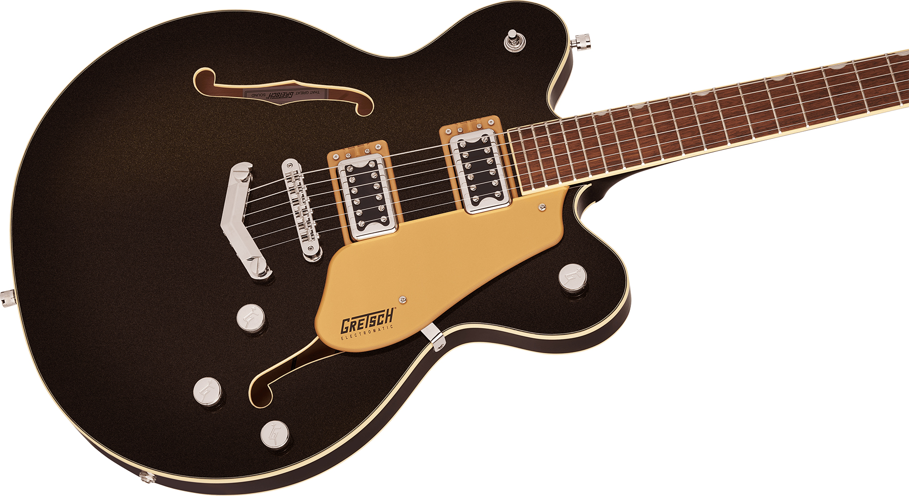 Gretsch G5622 Center Bloc Double Cut V-stoptail Electromatic Hh Ht Lau - Black Gold - Semi hollow elektriche gitaar - Variation 2