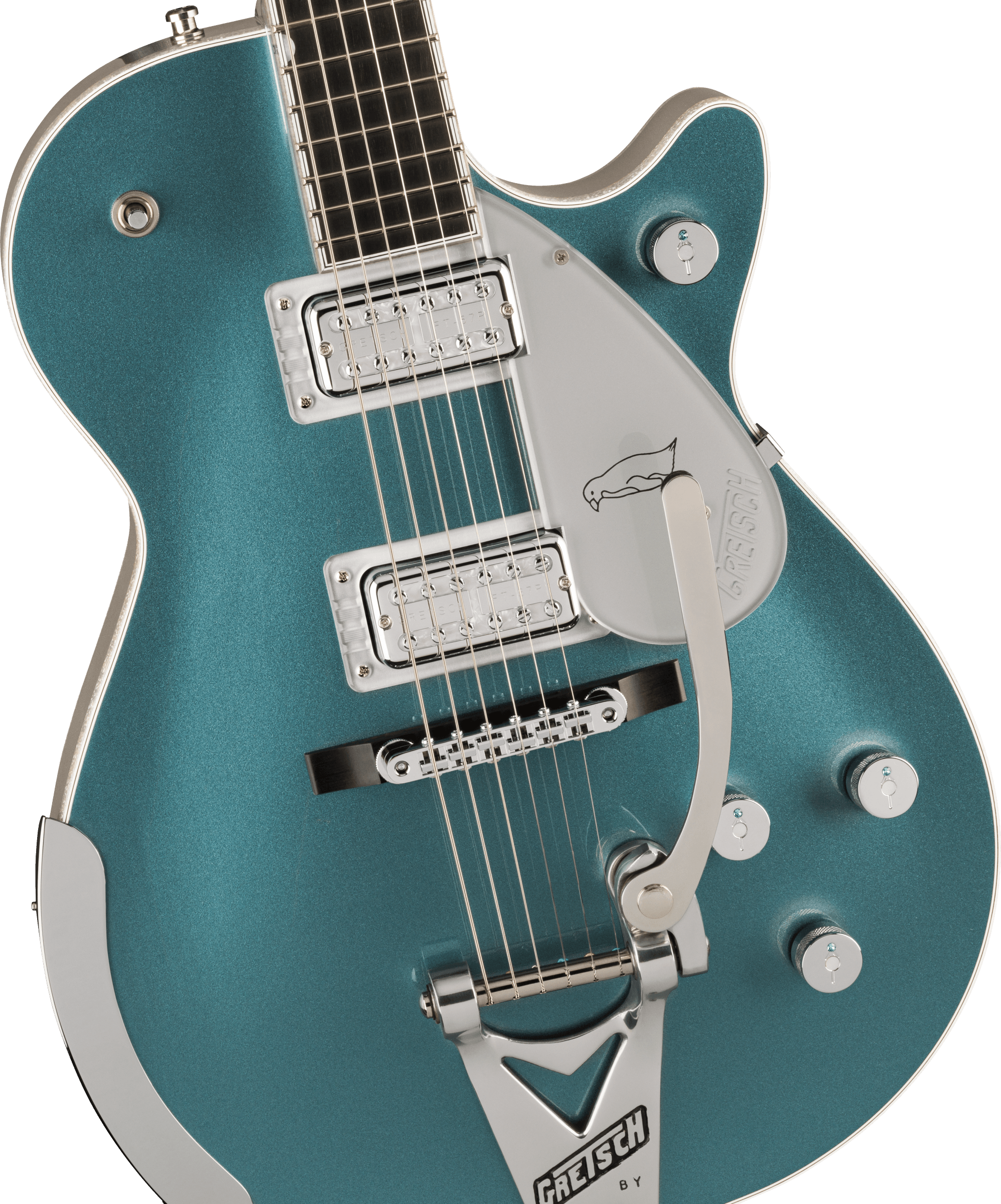 Gretsch G6134t-140 Ltd 140th Double-platinum Penguin Bigsby Pro Jap 2h Trem Eb - Two-tone Stone / Pure Platinum - Enkel gesneden elektrische gitaar - 