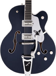 Hollow bodytock elektrische gitaar Gretsch Rich Robinson G6136T-RR Magpie Bigsby Professional (Japan) - Raven's breast blue