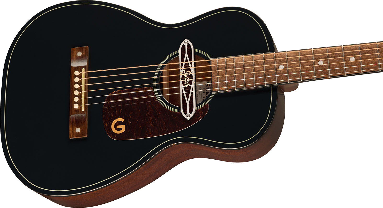 Gretsch Jim Dandy Deltolux Parlor Tout Sapele Noy - Black Top Semi Gloss - Elektro-akoestische gitaar - Variation 2