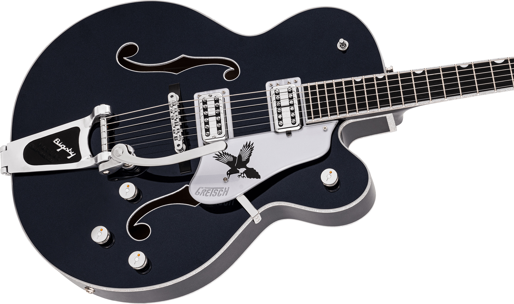 Gretsch Rich Robinson G6136t-rr Magpie Pro Jap Signature Hh Bigsby Eb - Raven's Breast Blue - Hollow bodytock elektrische gitaar - Variation 2