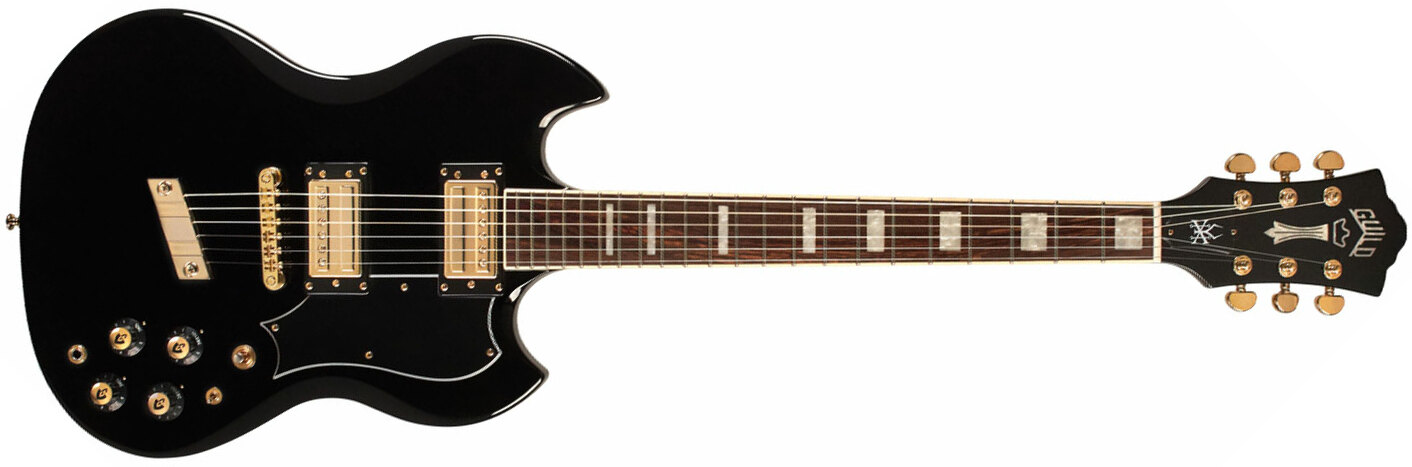 Guild Kim Thayil Polara Newark St Signature 2h Ht Rw - Black - Kenmerkende elektrische gitaar - Main picture