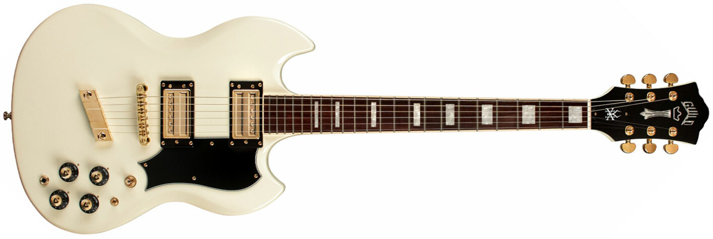 Guild Kim Thayil Polara Newark St Signature 2h Ht Rw - Vintage White - Kenmerkende elektrische gitaar - Main picture