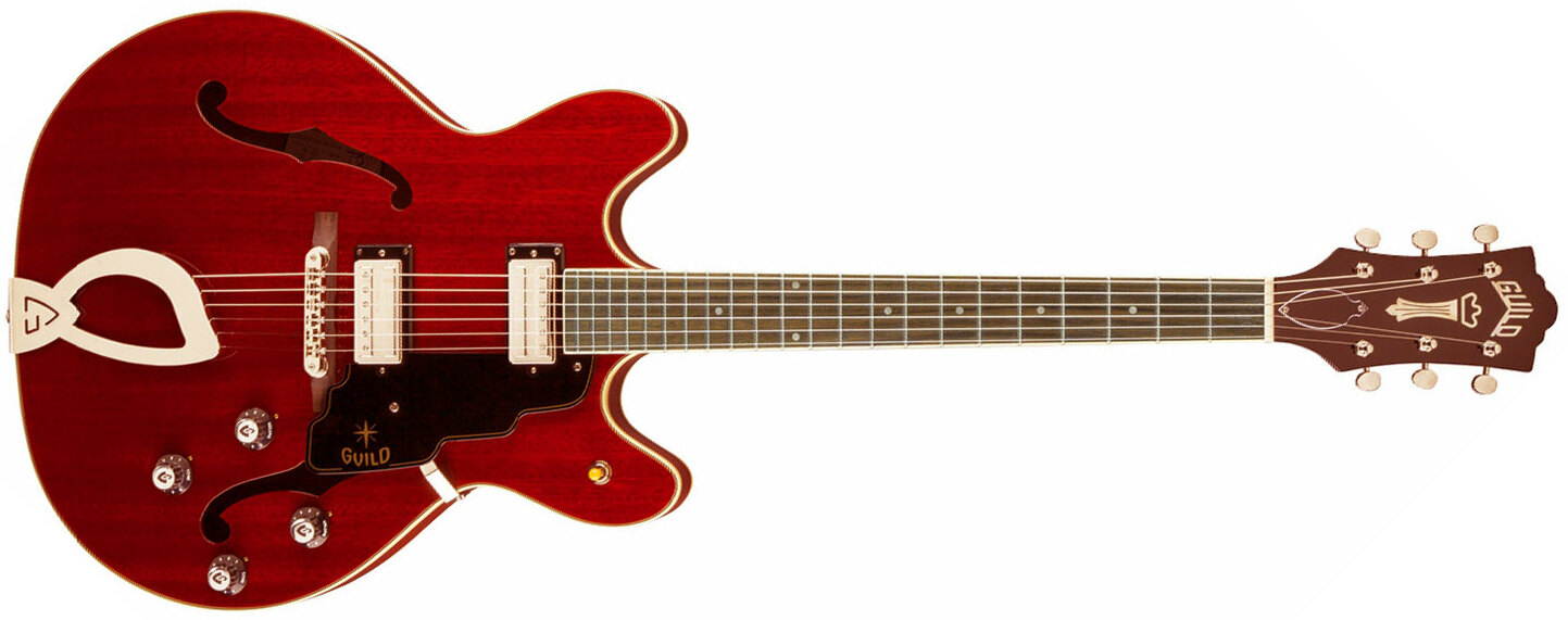 Guild Starfire Iv Newark St Hh Ht Rw - Cherry Red - Semi hollow elektriche gitaar - Main picture