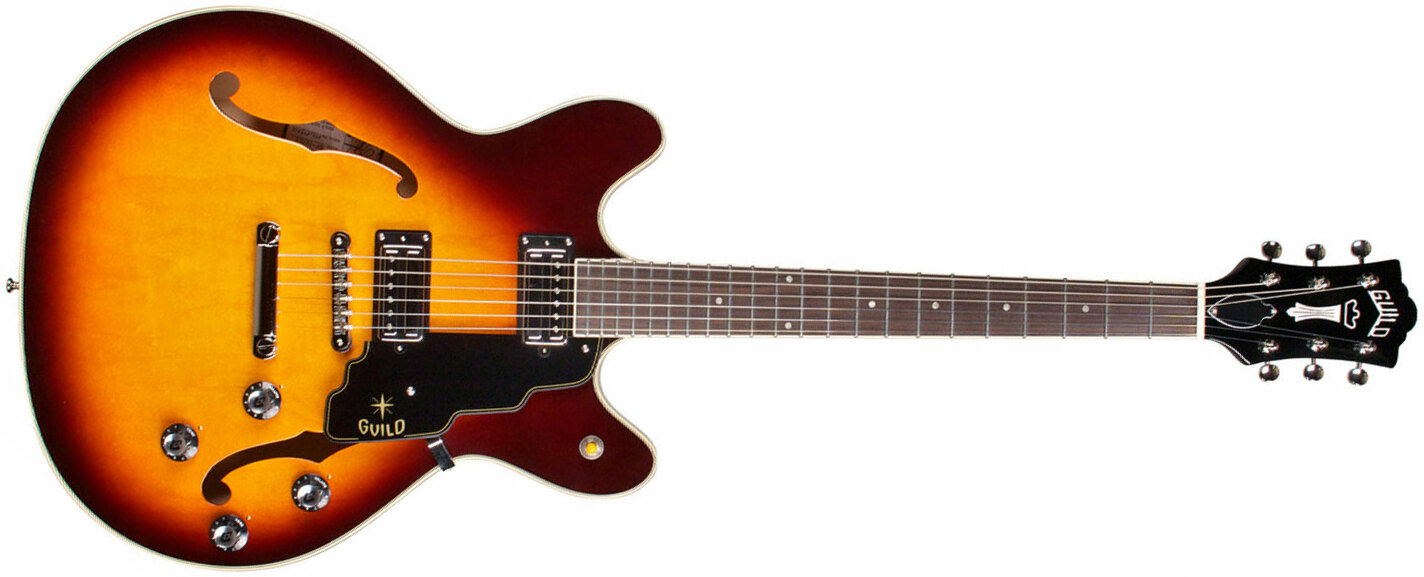 Guild Starfire Iv St Maple Newark St Hh Ht Rw - Maple Antique Sunburst - Semi hollow elektriche gitaar - Main picture