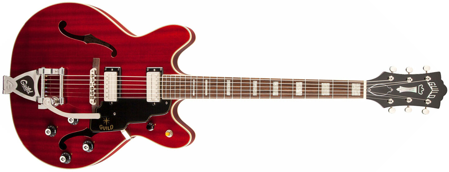 Guild Starfire V Newark St Hh Bigsby Rw - Cherry Red - Semi hollow elektriche gitaar - Main picture