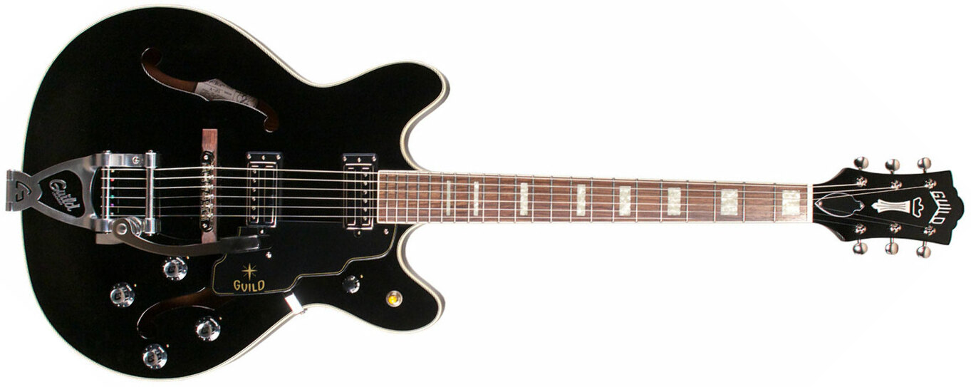 Guild Starfire V Newark St Hh Bigsby Rw - Black - Semi hollow elektriche gitaar - Main picture
