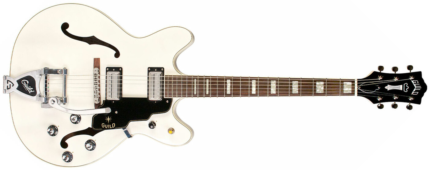 Guild Starfire V Newark St Hh Bigsby Rw - White - Semi hollow elektriche gitaar - Main picture