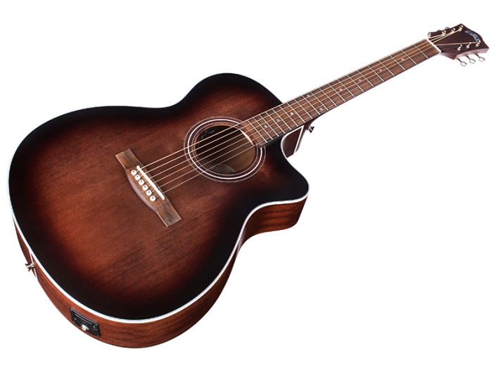 Guild Om-240ce Westerly Orchestra Cw Epicea Acajou Pf - Antique Charcoal Burst - Elektro-akoestische gitaar - Variation 1