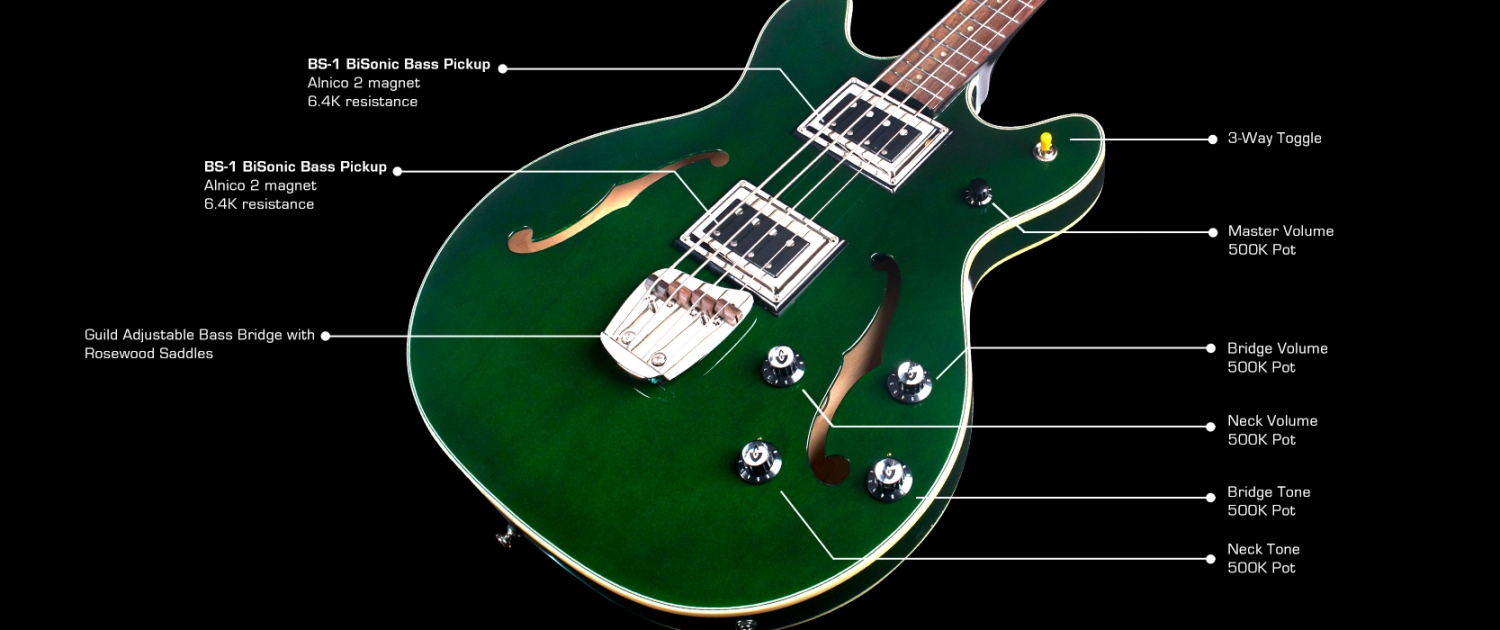 Guild Starfire Bass Ii Newark St Collection Rw - Emerald Green - Hollow body elektrische bas - Variation 3