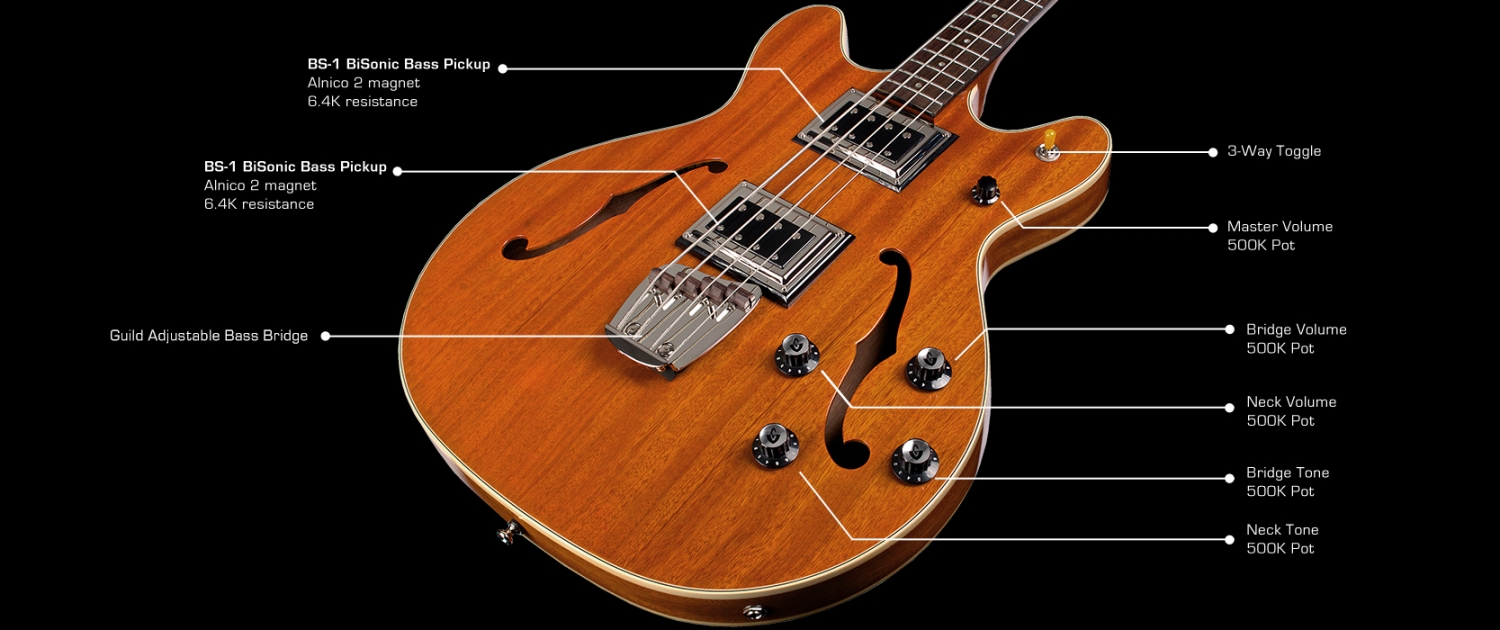 Guild Starfire Bass Ii Newark St Collection Rw - Natural - Hollow body elektrische bas - Variation 3