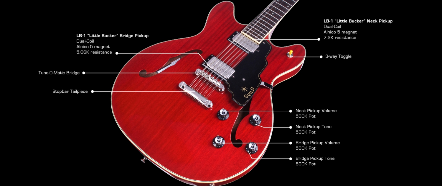 Guild Starfire Iv St-12 Newark St 12c 2h Ht Eb - Cherry Red - Semi hollow elektriche gitaar - Variation 4