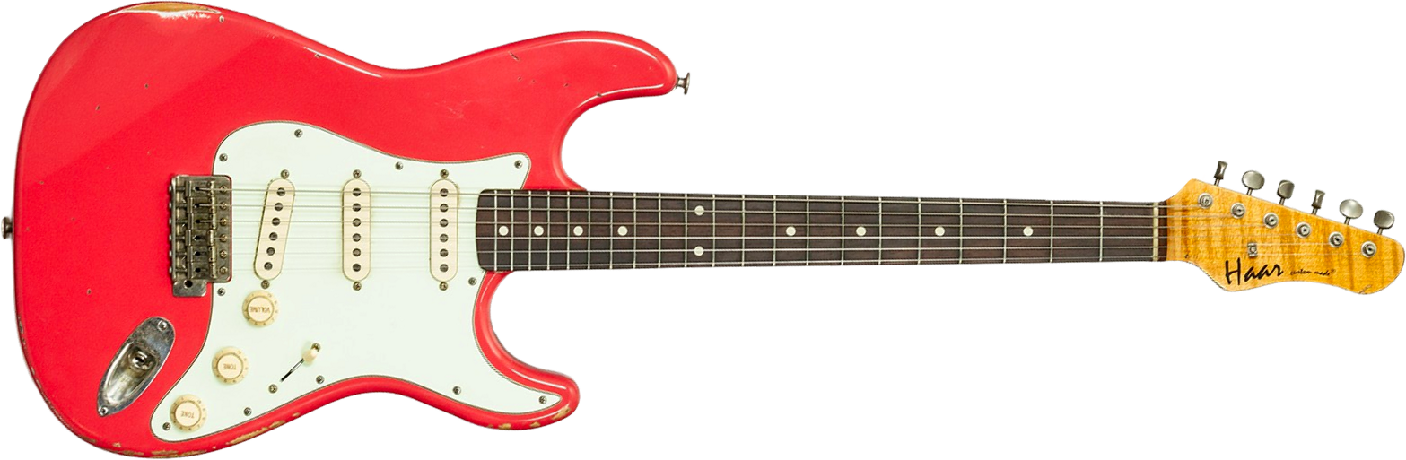 Haar Guitars Trad S 3s Klopppmann Trem Rw #43486 - Aged Fiesta Red - Elektrische gitaar in Strat vorm - Main picture