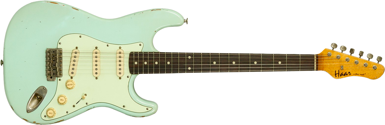 Haar Guitars Trad S 3s Lindy Fralin Trem Rw #43487 - Aged Surf Green - Elektrische gitaar in Strat vorm - Main picture