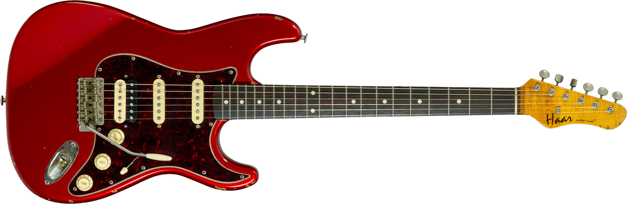 Haar Guitars Trad S Hss Lindy Fralin Trem Rw #43516 - Aged Candy Apple Red - Elektrische gitaar in Strat vorm - Main picture
