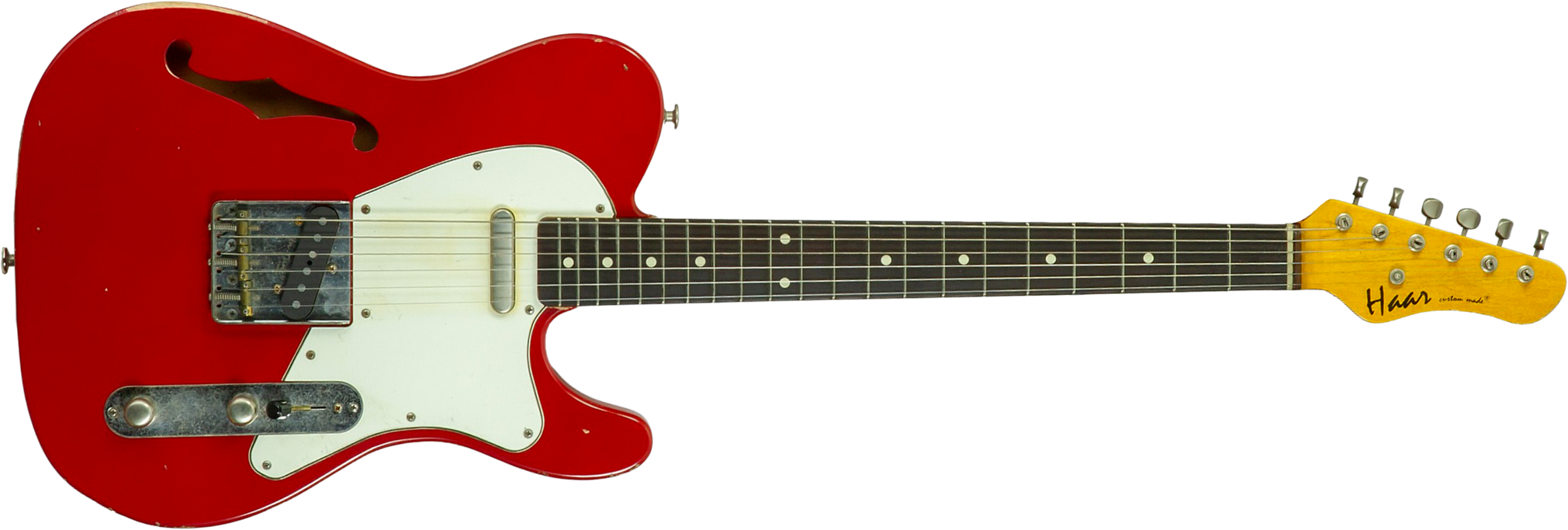 Haar Guitars Trad T Thinline 2s Lindy Fralin Rw #43661 - Aged Old Red - Televorm elektrische gitaar - Main picture