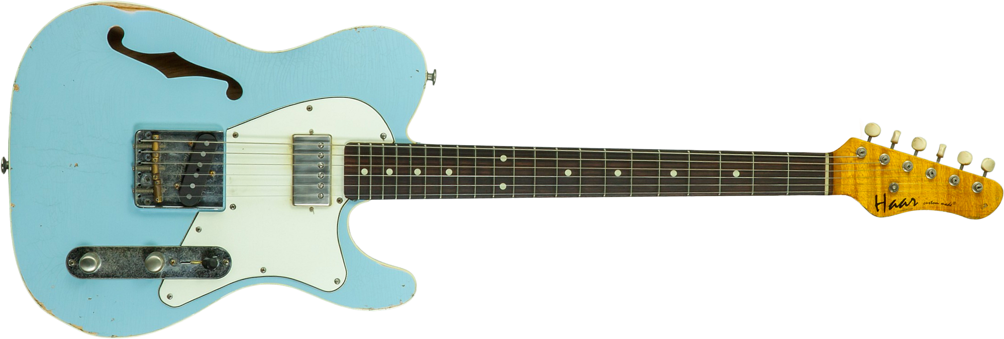 Haar Guitars Trad T Thinline Custom Sh Lindy Fralin Rw #43670 - Aged Sonic Blue - Televorm elektrische gitaar - Main picture
