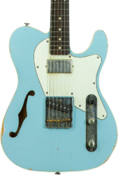 Televorm elektrische gitaar Haar guitars Trad T Thinline Custom #43670 - Aged sonic blue