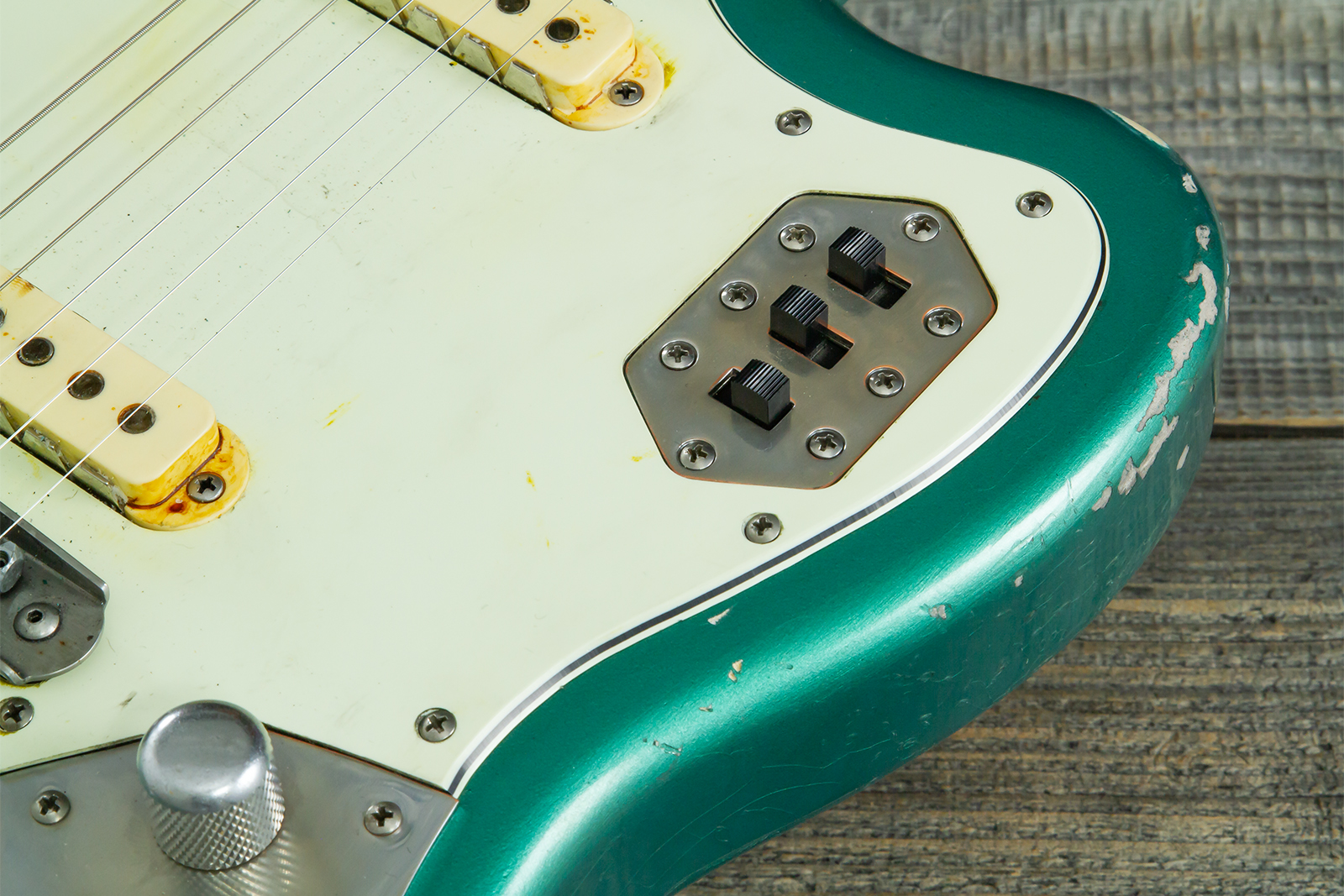 Haar Guitars Trad Jg 2s Amber Trem Rw #43594 - Aged Sherwood Green Metallic - Retro-rock elektrische gitaar - Variation 9