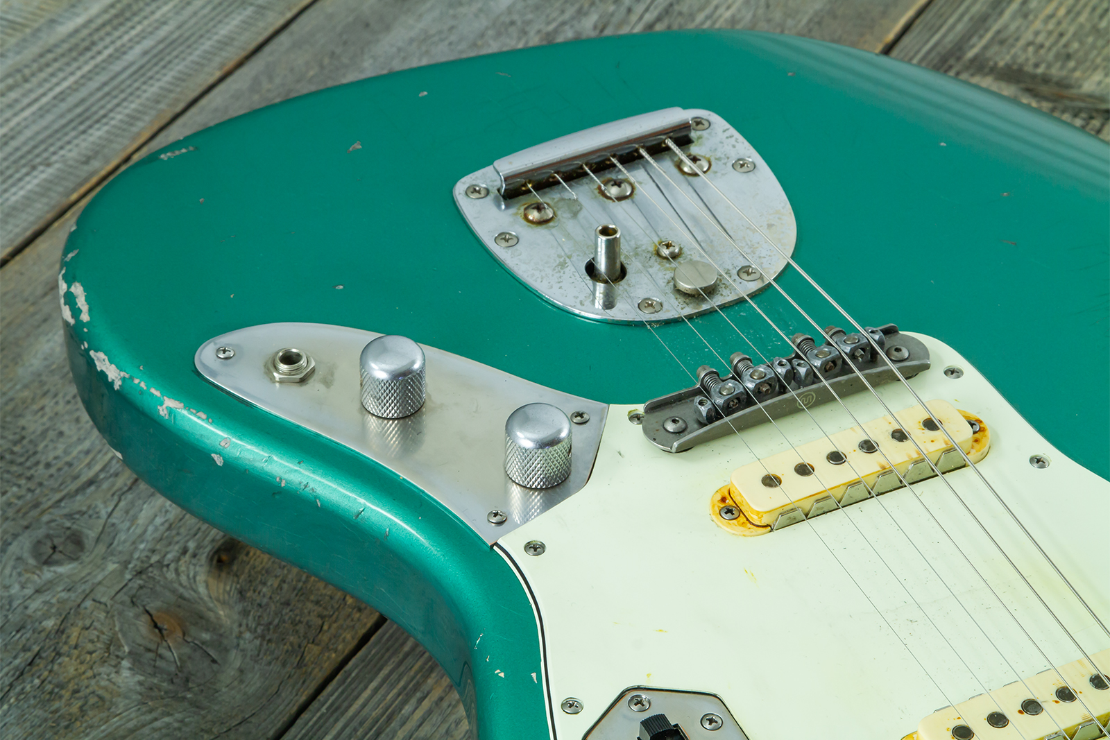 Haar Guitars Trad Jg 2s Amber Trem Rw #43594 - Aged Sherwood Green Metallic - Retro-rock elektrische gitaar - Variation 5