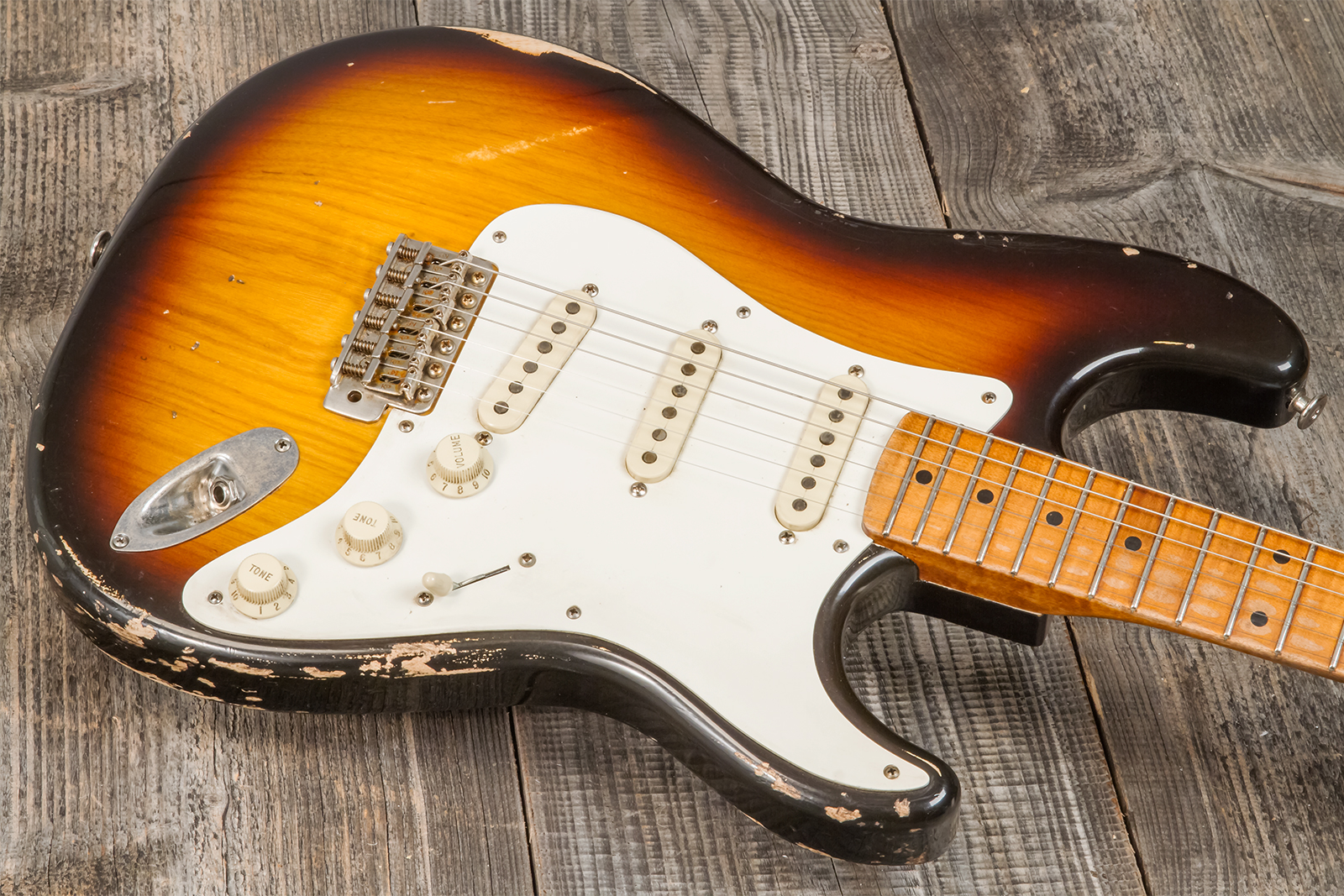 Haar Guitars Trad S 3s Kloppman Trem Mn #42273 - Aged 2-tone Tobacco - Elektrische gitaar in Strat vorm - Variation 2