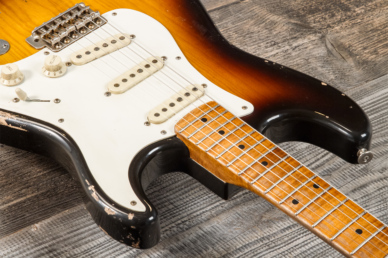 Haar Guitars Trad S 3s Kloppman Trem Mn #42273 - Aged 2-tone Tobacco - Elektrische gitaar in Strat vorm - Variation 4