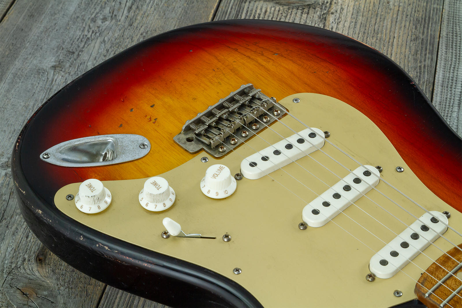 Haar Guitars Trad S 3s Kloppmann Mn #43485 - Aged 3 Tone Sunburst - Elektrische gitaar in Strat vorm - Variation 3