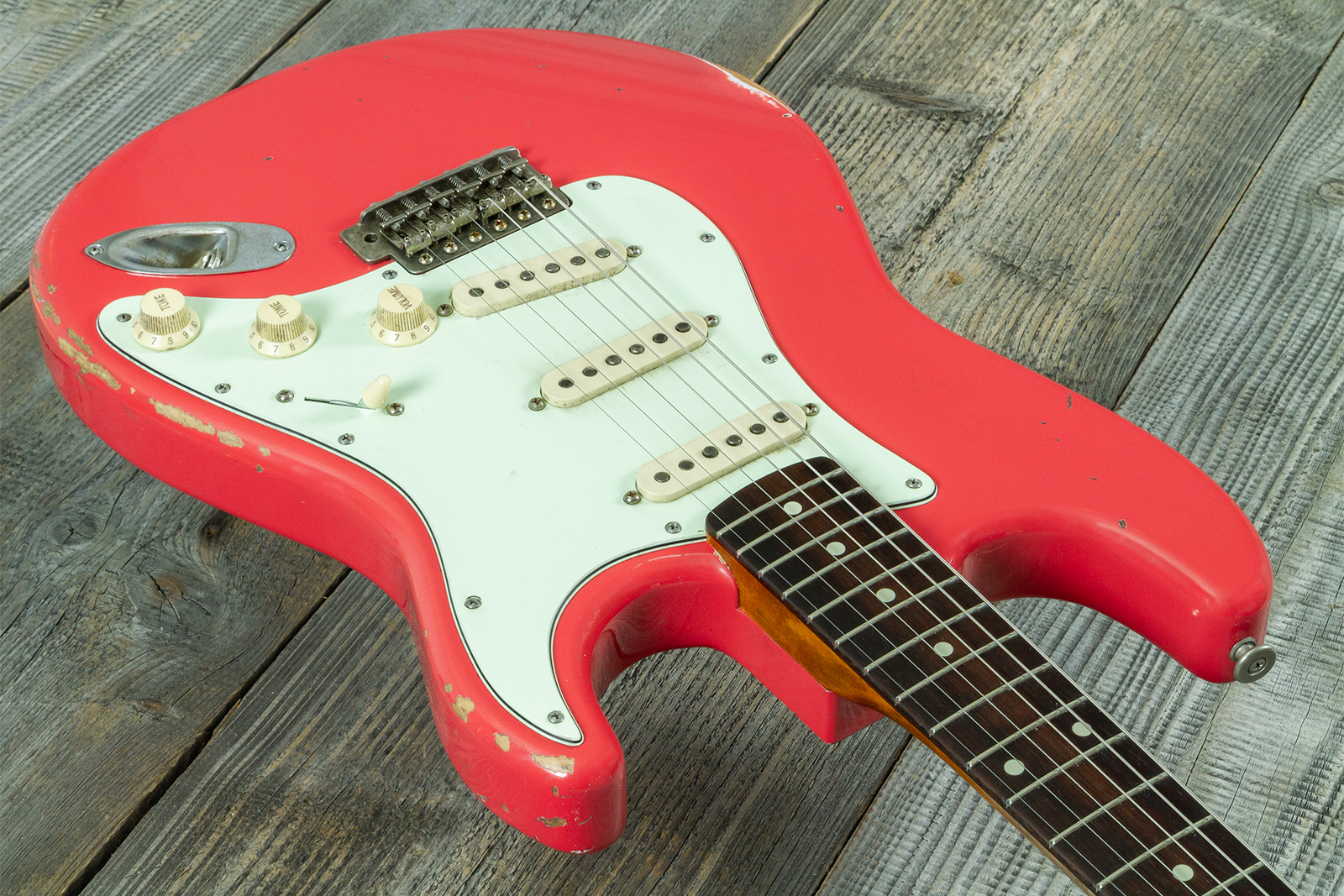 Haar Guitars Trad S 3s Klopppmann Trem Rw #43486 - Aged Fiesta Red - Elektrische gitaar in Strat vorm - Variation 2