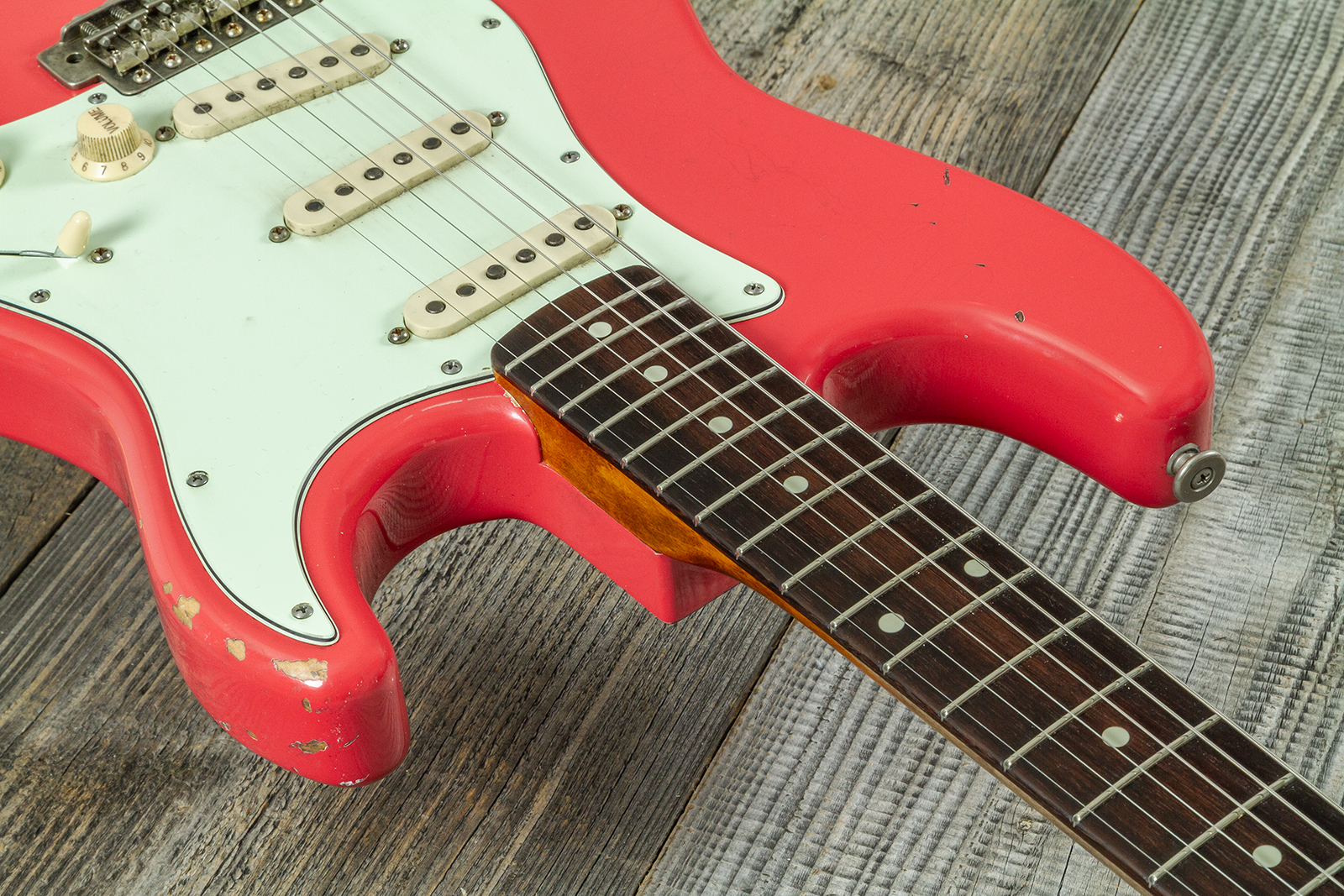 Haar Guitars Trad S 3s Klopppmann Trem Rw #43486 - Aged Fiesta Red - Elektrische gitaar in Strat vorm - Variation 4