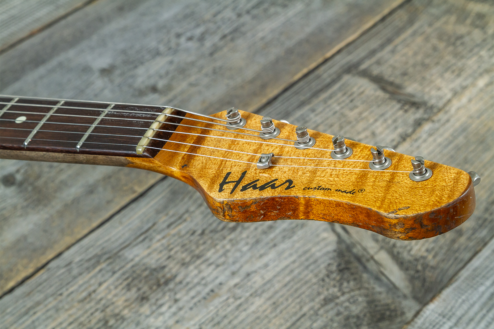 Haar Guitars Trad S 3s Klopppmann Trem Rw #43486 - Aged Fiesta Red - Elektrische gitaar in Strat vorm - Variation 6