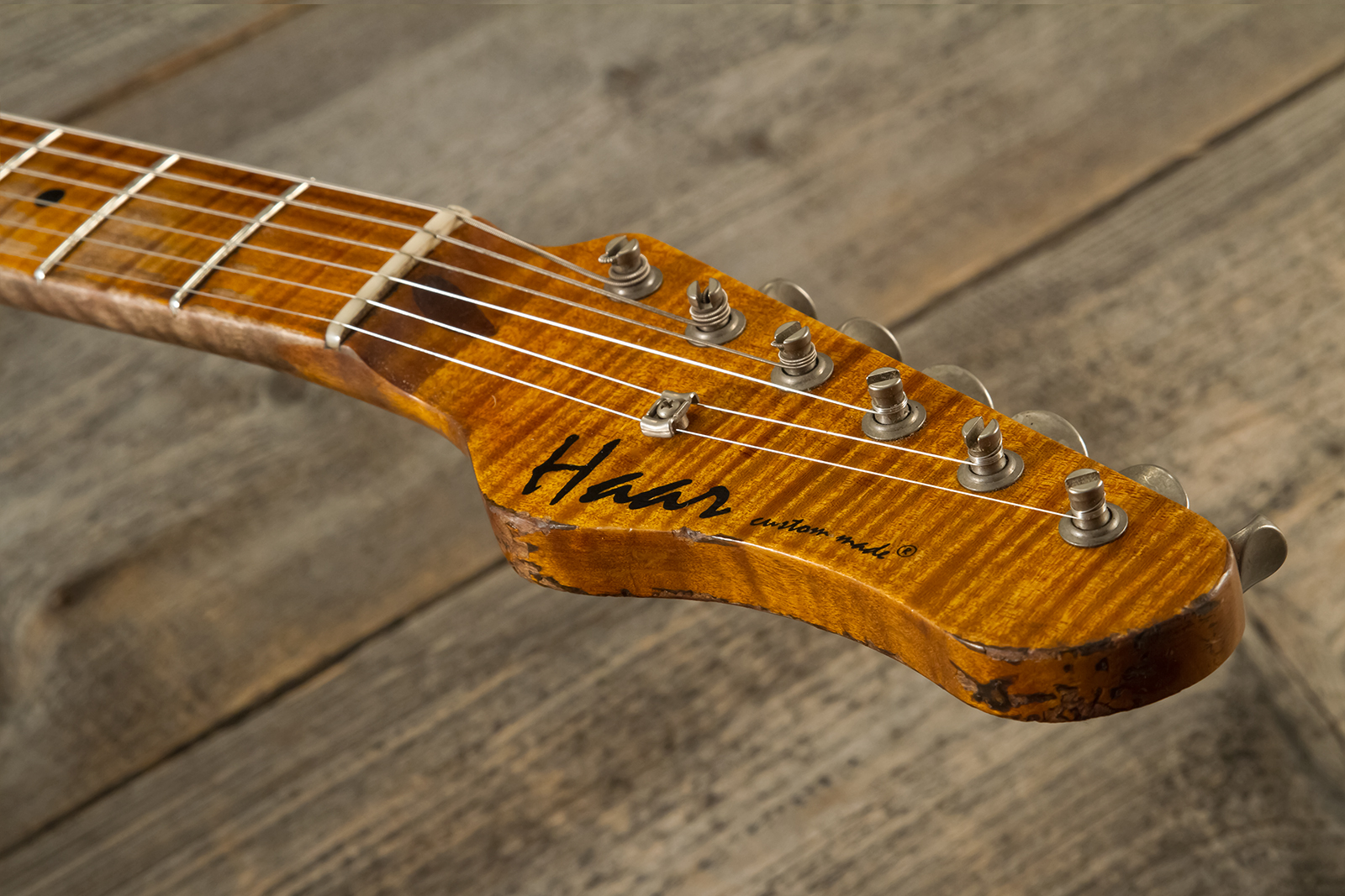 Haar Guitars Trad S 3s Lindy Fralin Trem Mn #42272 - Aged 2-tone Tobacco - Elektrische gitaar in Str-vorm - Variation 11