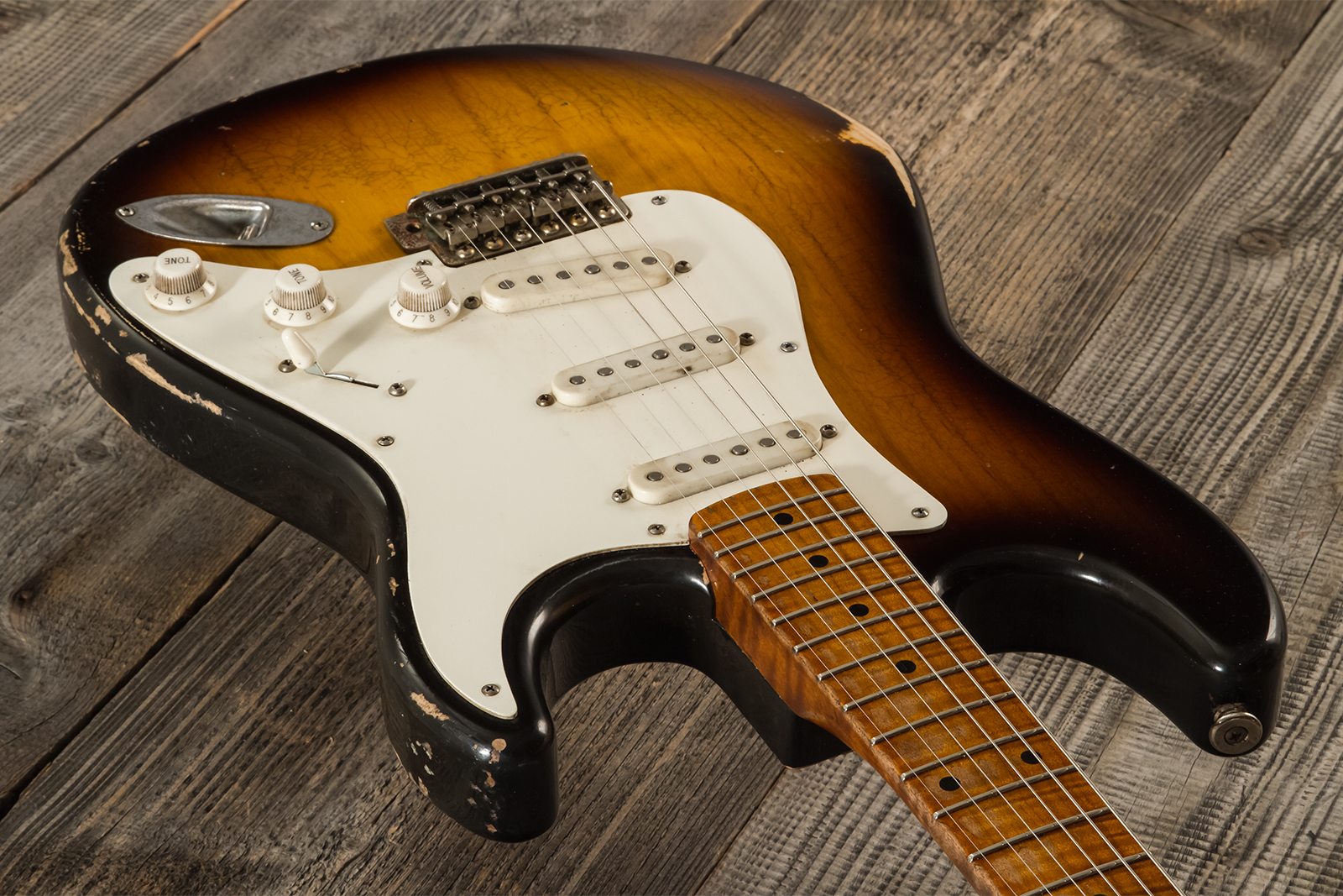 Haar Guitars Trad S 3s Lindy Fralin Trem Mn #42272 - Aged 2-tone Tobacco - Elektrische gitaar in Str-vorm - Variation 2