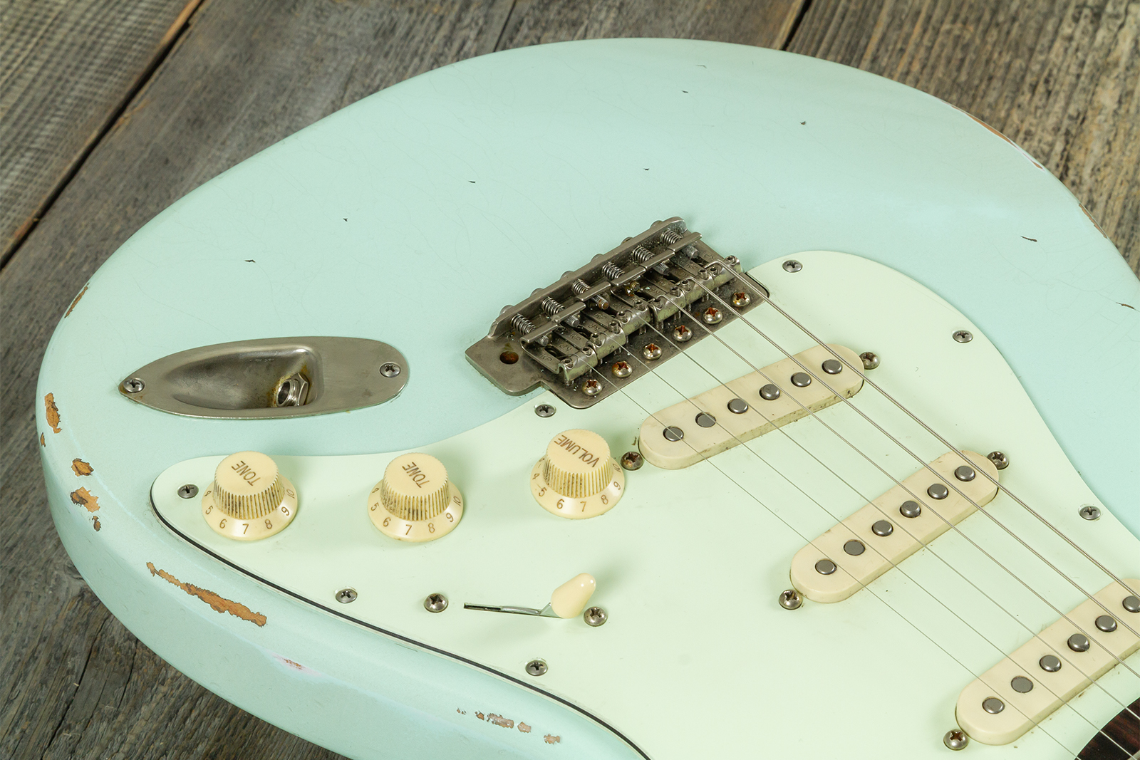 Haar Guitars Trad S 3s Lindy Fralin Trem Rw #43487 - Aged Surf Green - Elektrische gitaar in Strat vorm - Variation 3