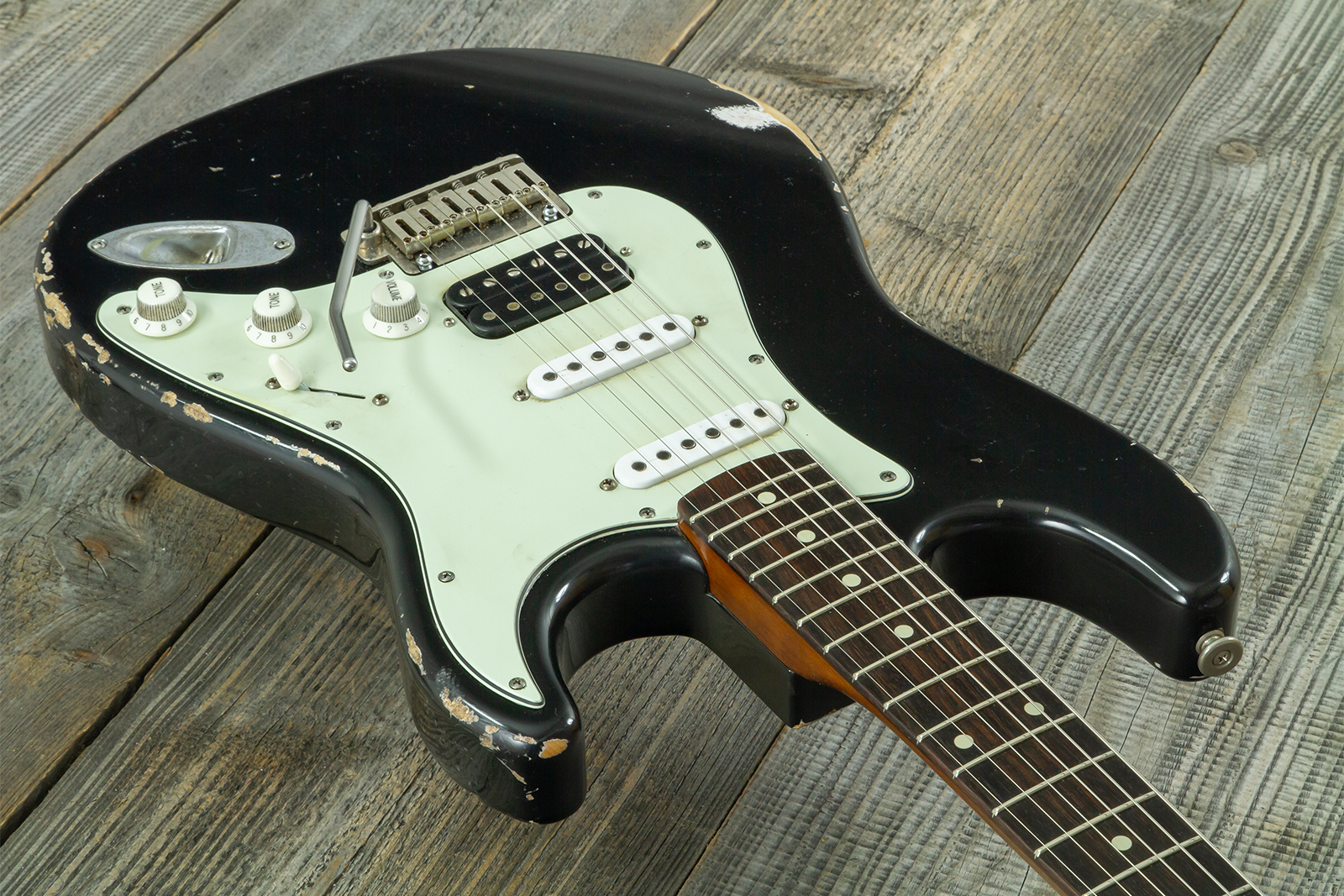 Haar Guitars Trad S Hss Amber Trem Rw #43517 - Aged Black - Elektrische gitaar in Strat vorm - Variation 2