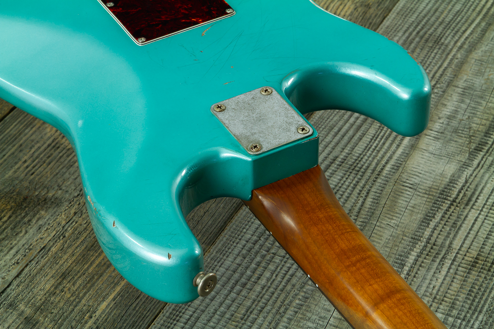 Haar Guitars Trad S Hss Lindy Fralin Trem Rw #43592 - Aged Teal Green Metallic - Elektrische gitaar in Strat vorm - Variation 9