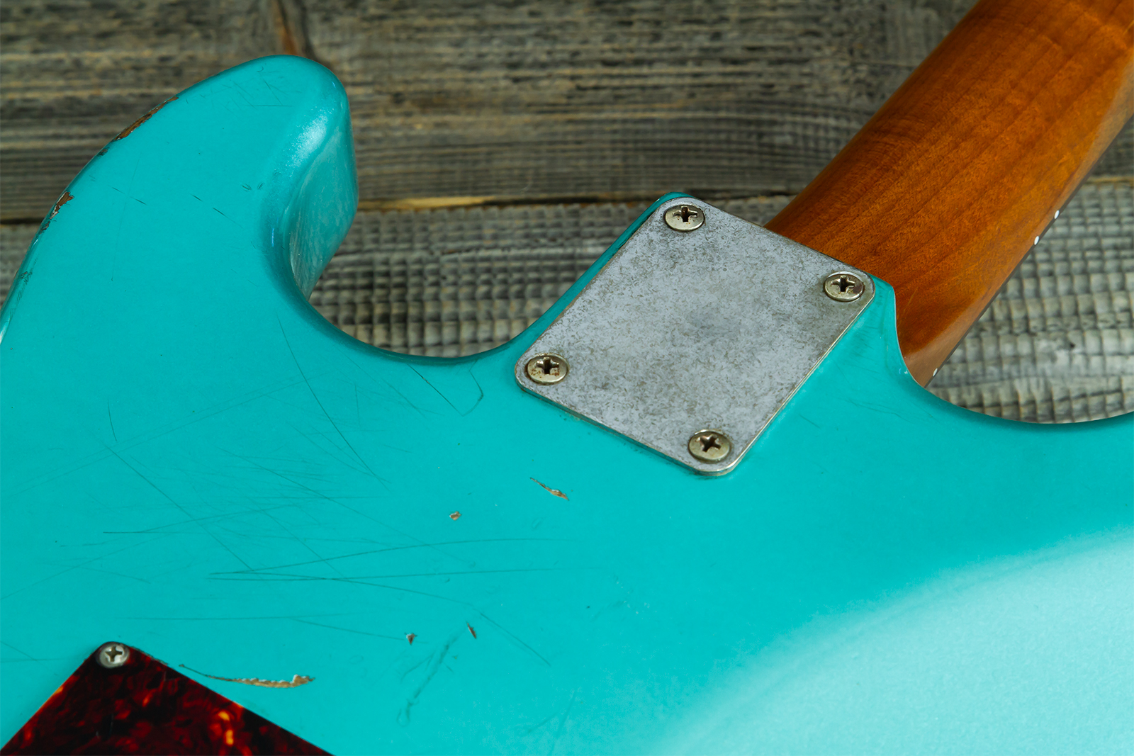 Haar Guitars Trad S Hss Lindy Fralin Trem Rw #43592 - Aged Teal Green Metallic - Elektrische gitaar in Strat vorm - Variation 11