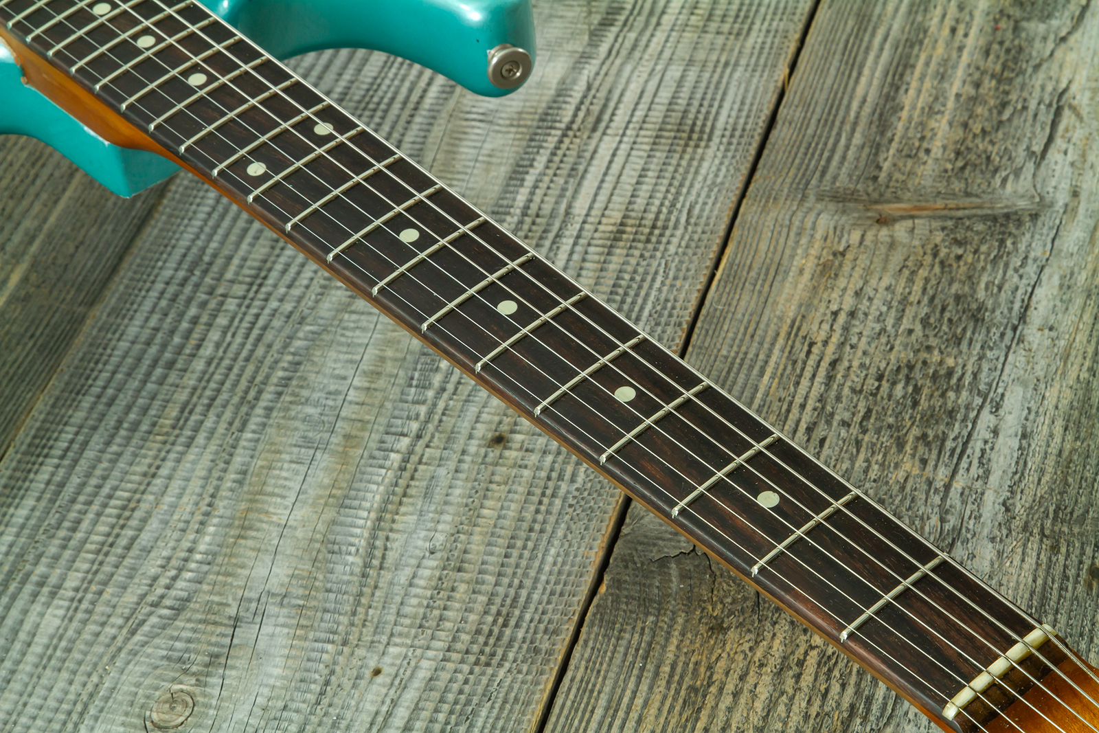 Haar Guitars Trad S Hss Lindy Fralin Trem Rw #43592 - Aged Teal Green Metallic - Elektrische gitaar in Strat vorm - Variation 5