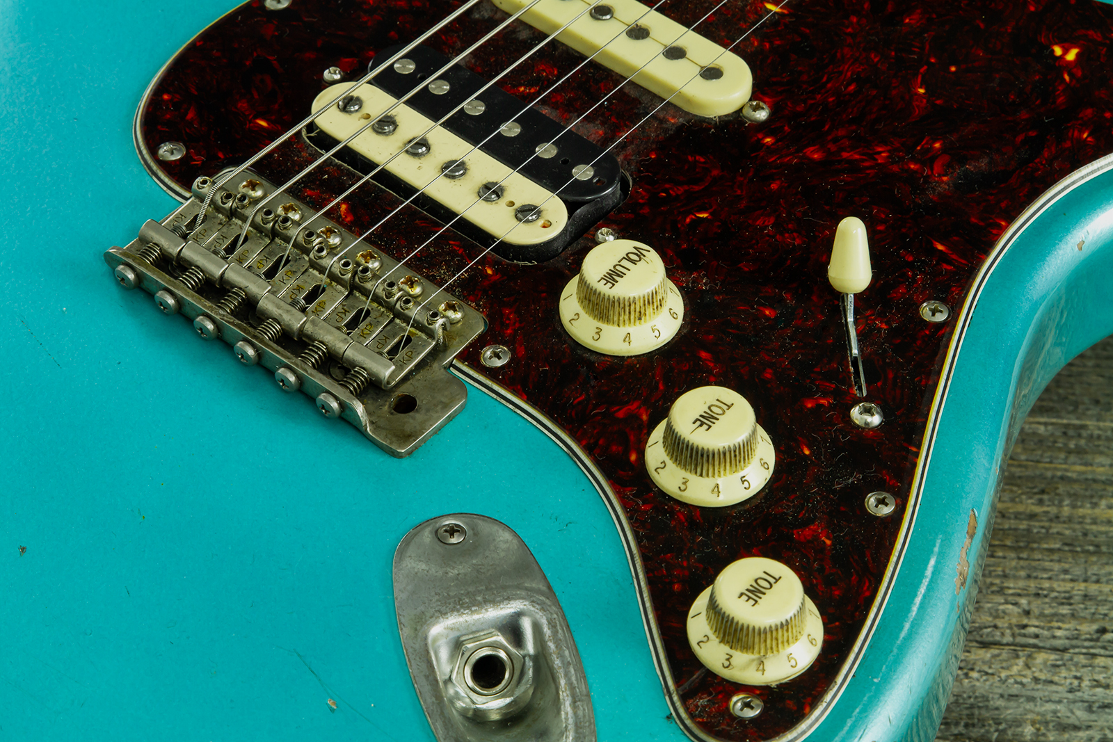 Haar Guitars Trad S Hss Lindy Fralin Trem Rw #43592 - Aged Teal Green Metallic - Elektrische gitaar in Strat vorm - Variation 6