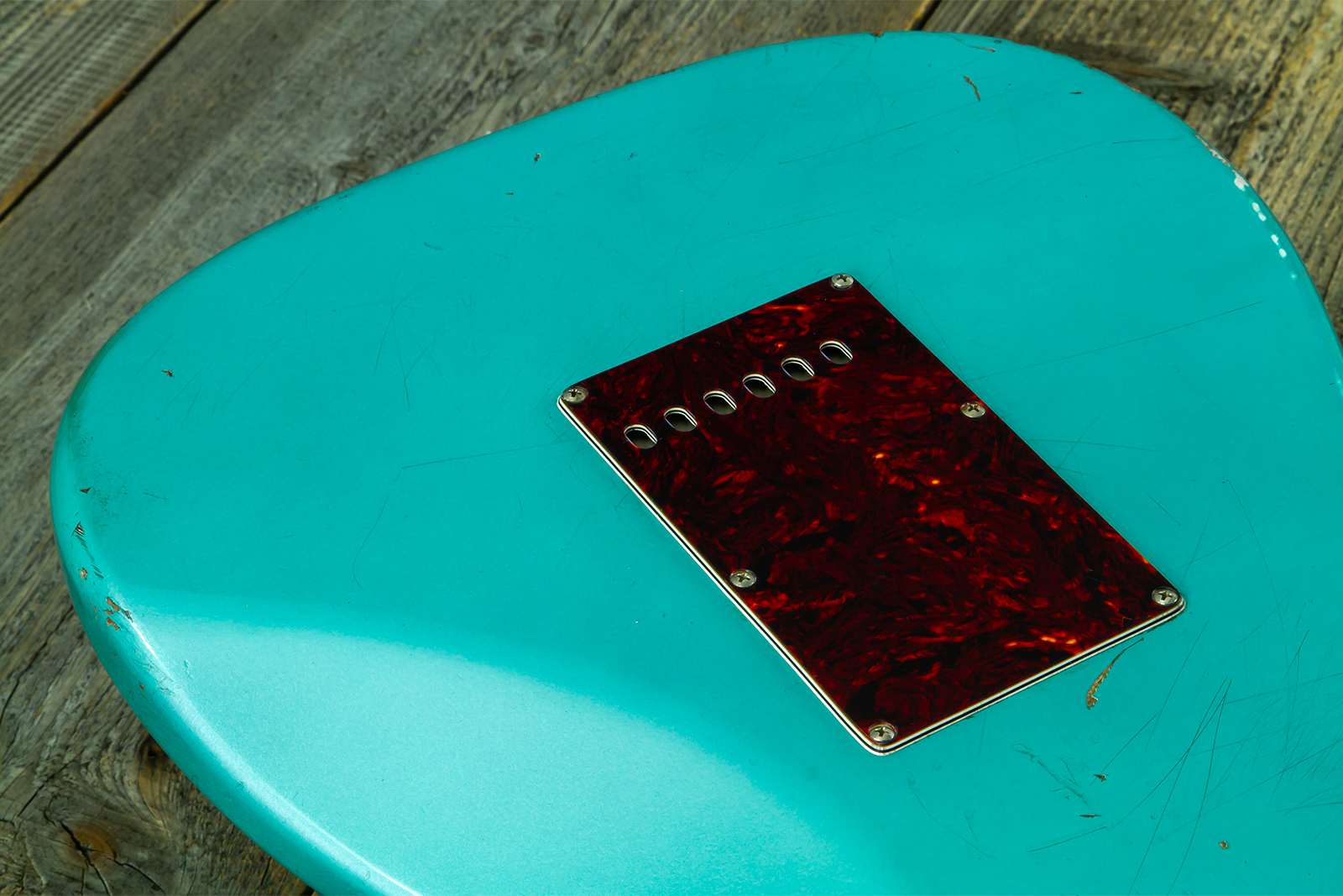 Haar Guitars Trad S Hss Lindy Fralin Trem Rw #43592 - Aged Teal Green Metallic - Elektrische gitaar in Strat vorm - Variation 8
