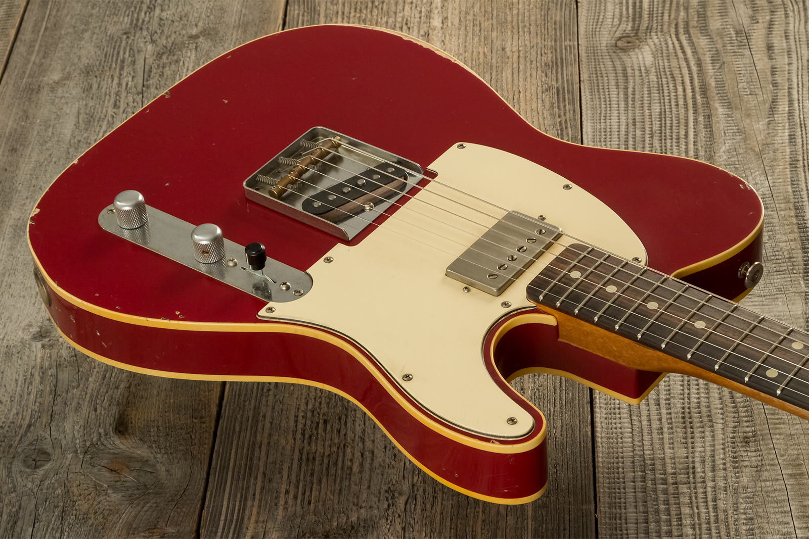 Haar Guitars Trad T Custom Sh Lindy Fralin Ht Rw #42271 - Aged Burgundy - Televorm elektrische gitaar - Variation 2